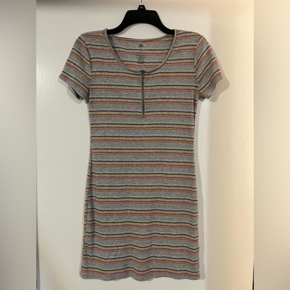 SO striped pencil dress with zipper detail